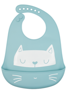 Silicone Bib Kitten Blue